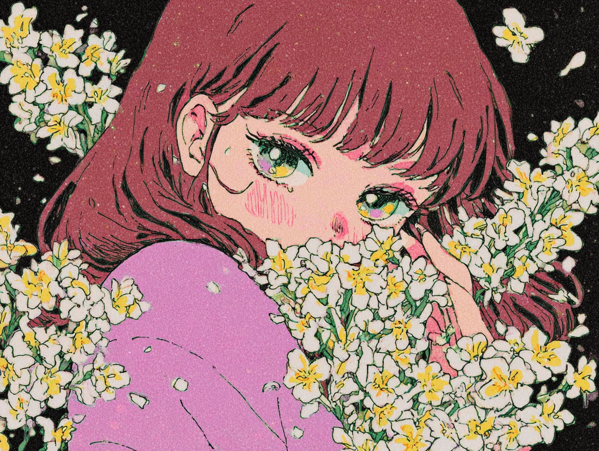 Girl With Full Of Flowers